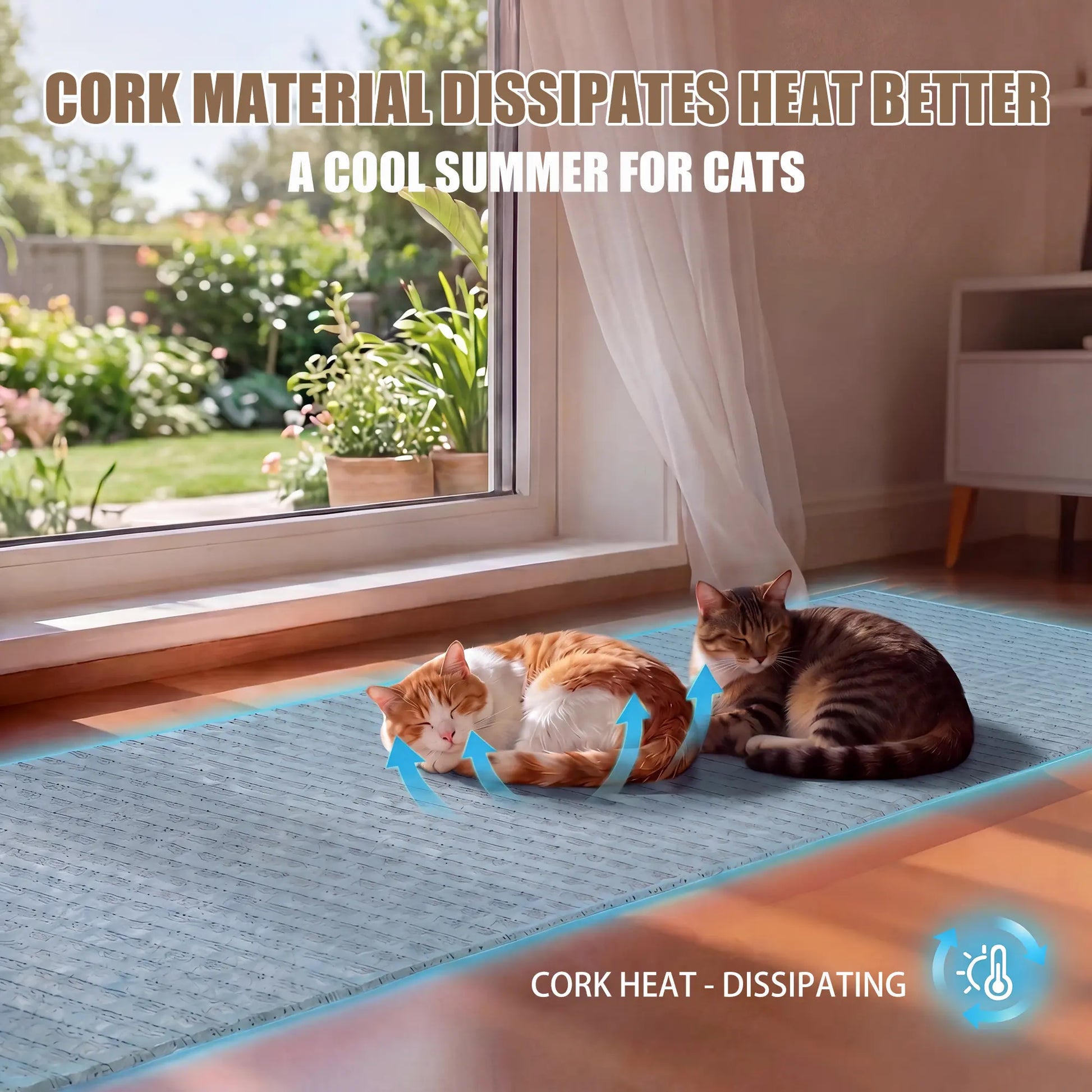 Mocherpion Natural Cork Cat Scratching Pad Mat - Upgraded Durable Wall & Furniture Protector, Trim-To-Fit Design with Strong 3M Adhesive, Eco-Friendly Safe Cat Toy for Sofa, Floor