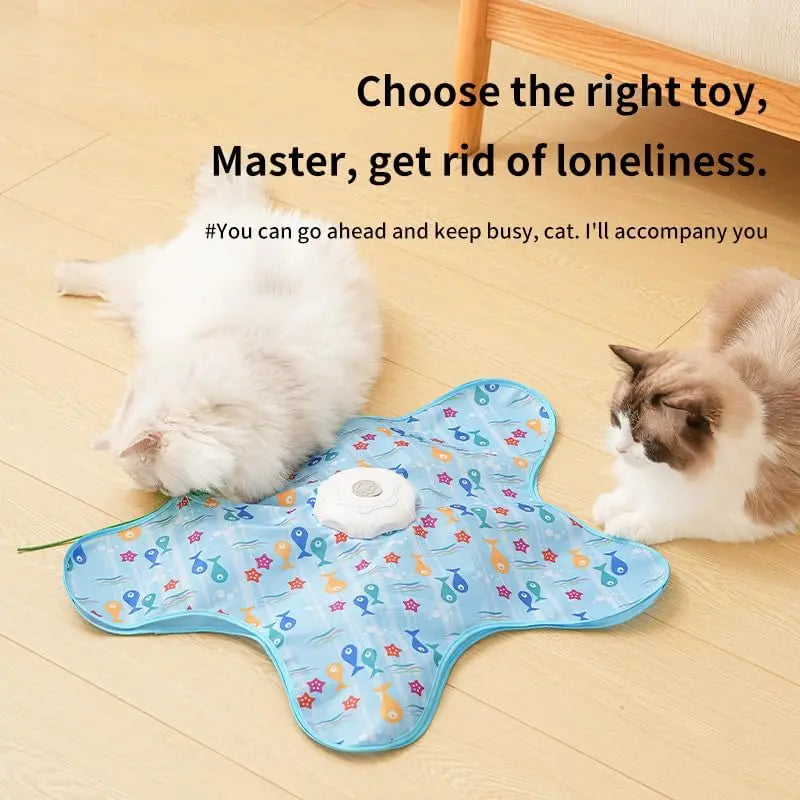 Interactive Unpredicatable Moving Feather Hunting Cat Toy with Real Mouse Squeaky, Hide and Seek Rechargeable Cat Toy for Bored Cat, Automatic Chargeable, Indoor Exercise & Boredom Relief for All Breeds Cats , Essential for Petlovers