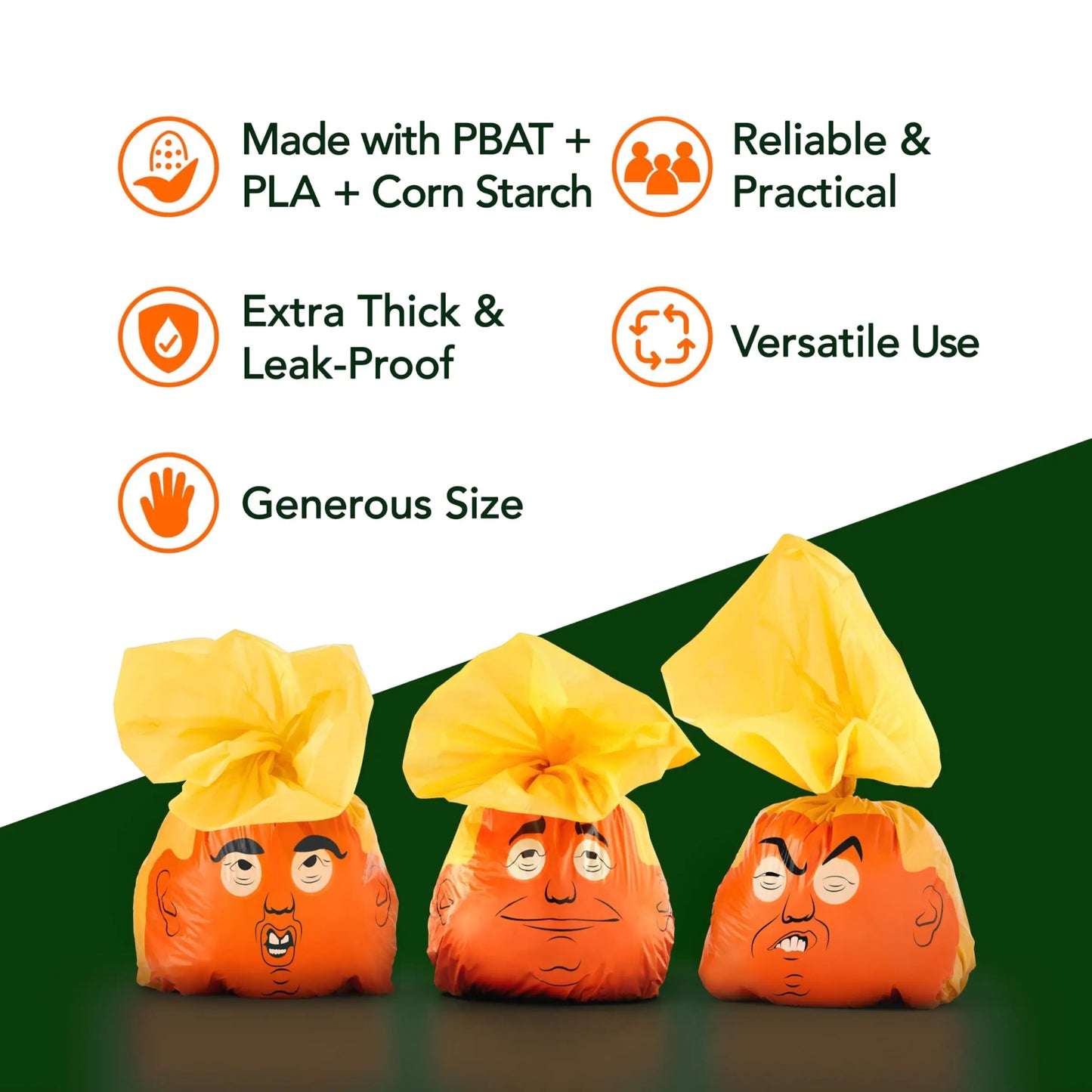 High-Quality Dog Poop Bags with Funny Faces, Unscented, Leak-Proof, 4 Rolls (60 Pieces), Ideal for Pet Owners, Convenient and Practical Supplies