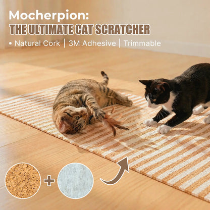 Mocherpion Natural Cork Cat Scratching Pad Mat - Upgraded Durable Wall & Furniture Protector, Trim-To-Fit Design with Strong 3M Adhesive, Eco-Friendly Safe Cat Toy for Sofa, Floor