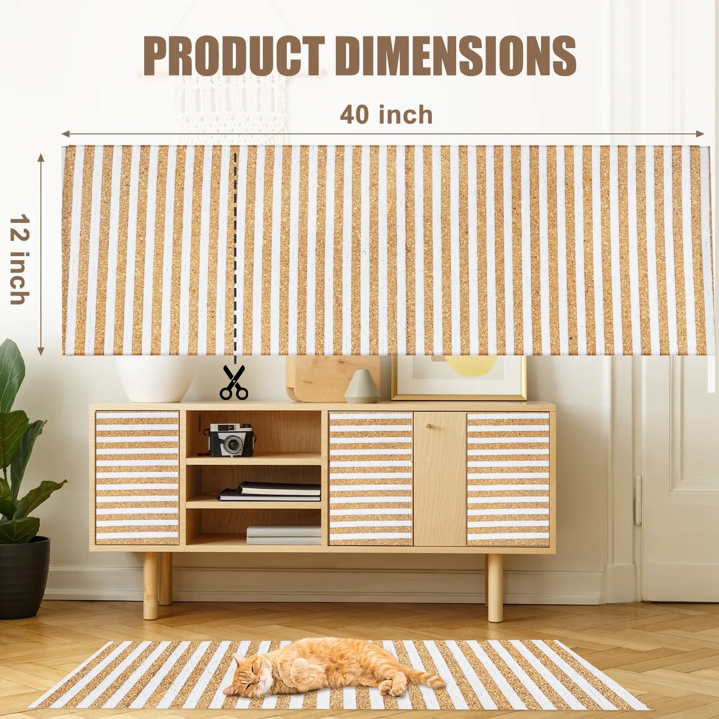 Mocherpion Natural Cork Cat Scratching Pad Mat - Upgraded Durable Wall & Furniture Protector, Trim-To-Fit Design with Strong 3M Adhesive, Eco-Friendly Safe Cat Toy for Sofa, Floor