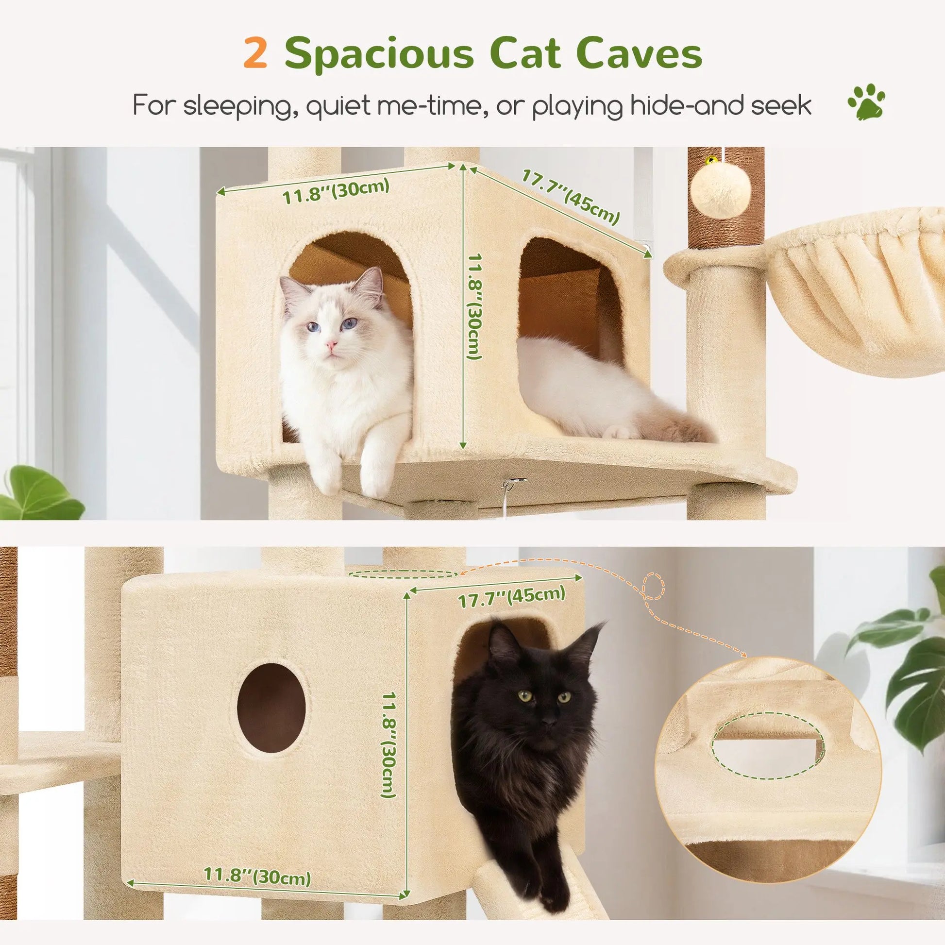 Globlazer Heavy 80''Cat Tree, Space-Saving Corner Cat Furniture with 2 Condo ＆6 Sisal Scratching Post