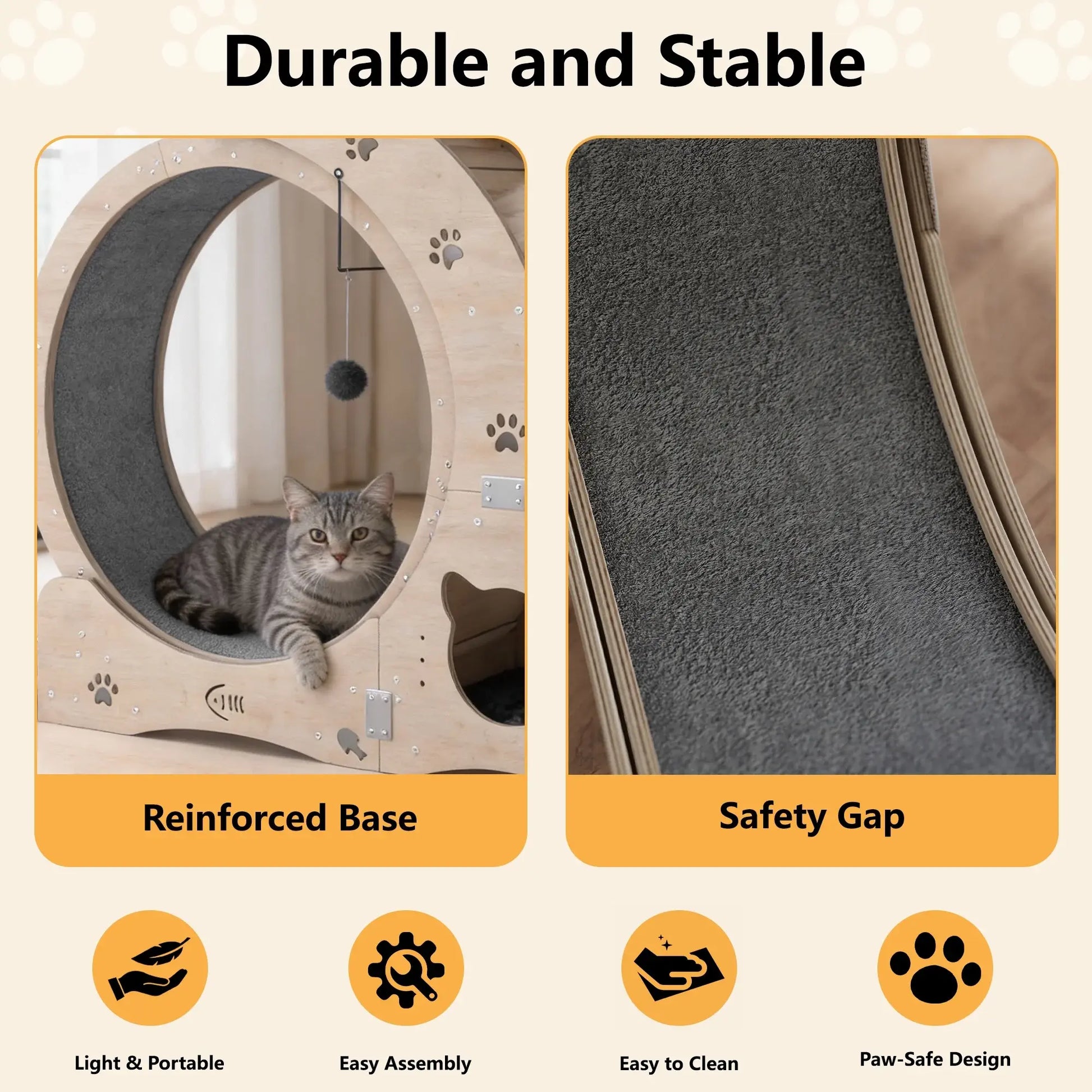 NAVINE 40" Cat Exercise Wheel for Indoor Cats, Cat Treadmill with Cat Nest, Cat Wheel with Safety Locker, Cat Scratching Post, Cat House, Cat Ladder and Cat Bowl