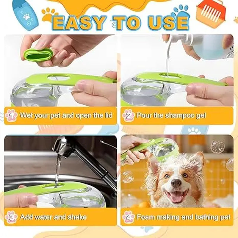 Pet Bath Brush 2 in 1 Dog Cat Bath Brush with Built-In Shampoo Dispenser Multi-Functional Dog Bath Brush for Long Short Haired Dogs Cats Shower Grooming Supplies Cleaner Tiktokshopspringglowup