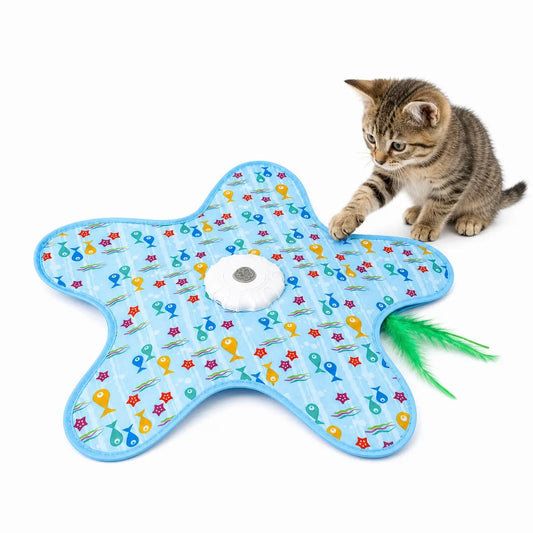 Automatic Moving Feather Cat Toy - Interactive Star-Shaped Teaser for Indoor Cats & Kittens, Boredom Relief