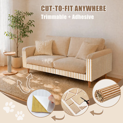 Mocherpion Natural Cork Cat Scratching Pad Mat - Upgraded Durable Wall & Furniture Protector, Trim-To-Fit Design with Strong 3M Adhesive, Eco-Friendly Safe Cat Toy for Sofa, Floor