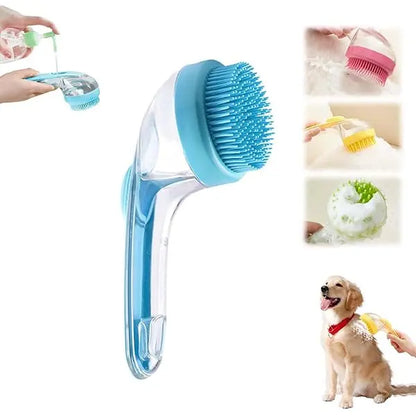 Pet Bath Brush 2 in 1 Dog Cat Bath Brush with Built-In Shampoo Dispenser Multi-Functional Dog Bath Brush for Long Short Haired Dogs Cats Shower Grooming Supplies Cleaner Tiktokshopspringglowup