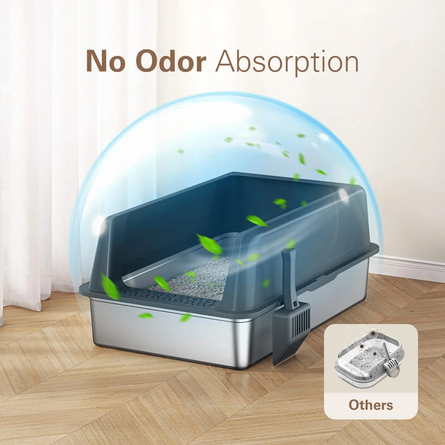 Zarler XXXL Large Stainless Steel Litter Box for Big Cats Multi-Cat with Lids Non-Stick Odor-Free Toilet Pet Products with Filter Pedal & Durable Scoop