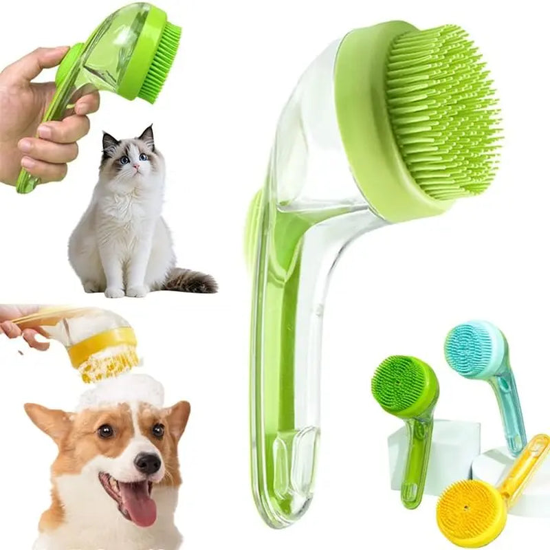 Pet Bath Brush 2 in 1 Dog Cat Bath Brush with Built-In Shampoo Dispenser Multi-Functional Dog Bath Brush for Long Short Haired Dogs Cats Shower Grooming Supplies Cleaner Tiktokshopspringglowup