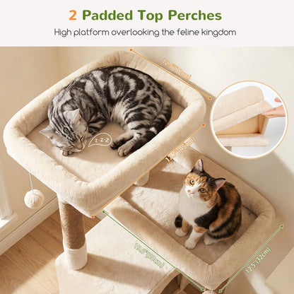 Globlazer Heavy 80''Cat Tree, Space-Saving Corner Cat Furniture with 2 Condo ＆6 Sisal Scratching Post