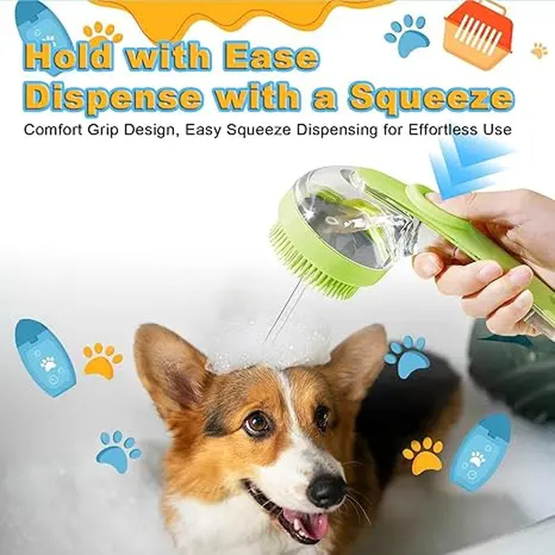 Pet Bath Brush 2 in 1 Dog Cat Bath Brush with Built-In Shampoo Dispenser Multi-Functional Dog Bath Brush for Long Short Haired Dogs Cats Shower Grooming Supplies Cleaner Tiktokshopspringglowup