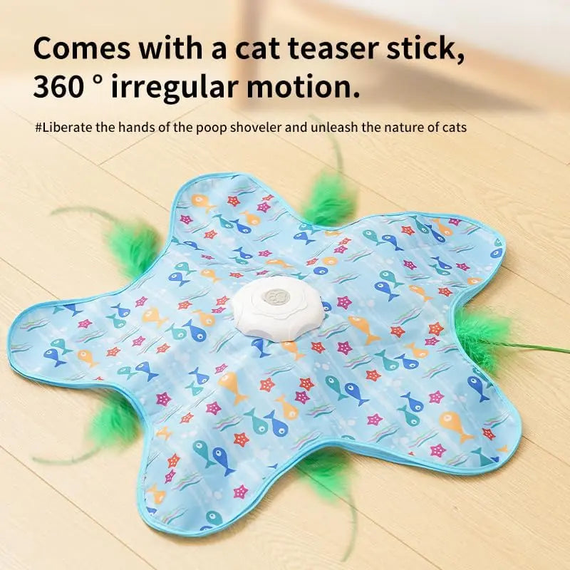 Interactive Unpredicatable Moving Feather Hunting Cat Toy with Real Mouse Squeaky, Hide and Seek Rechargeable Cat Toy for Bored Cat, Automatic Chargeable, Indoor Exercise & Boredom Relief for All Breeds Cats , Essential for Petlovers