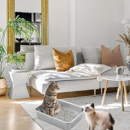 Petwhole 2-Pack Stainless Steel Litter Box, High-Sided Non-Stick Metal Litter Pan, 17.5X13.5X4Inch Cat Toilet Tray Stainless Steel Litter Box Litter Box for Cats